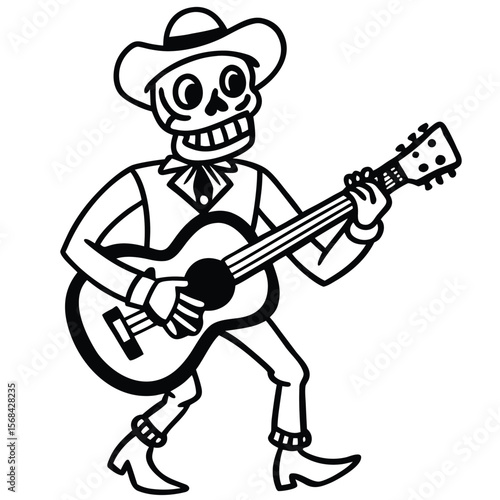funny skeleton playing guitar