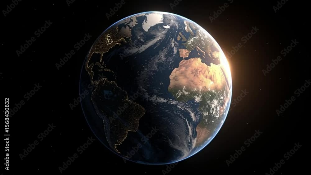Planet Earth from Space with Sunrise – High Resolution View of Continents and Atmosphere Planet Earth from Space with Sunrise – High Resolution View of Continents and Atmosphere