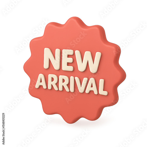3D Icon of New Arrival Label, Fresh Product Release, E-Commerce Promotional Tag
