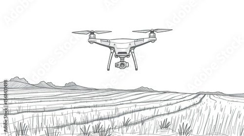 Drone Aerial Farm Sketch.