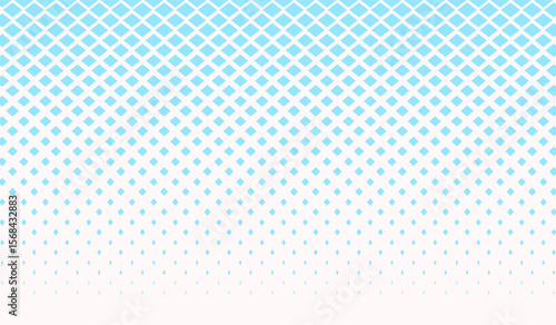 Geometric pattern of blue diamonds on a white background. Seamless in one direction. 10 figures in height.