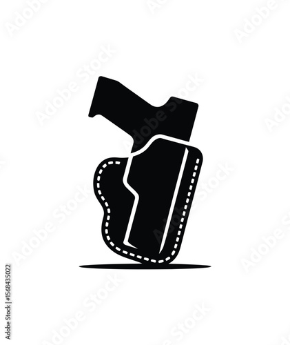 Pistol holster or cover icon vector in black color with white background.