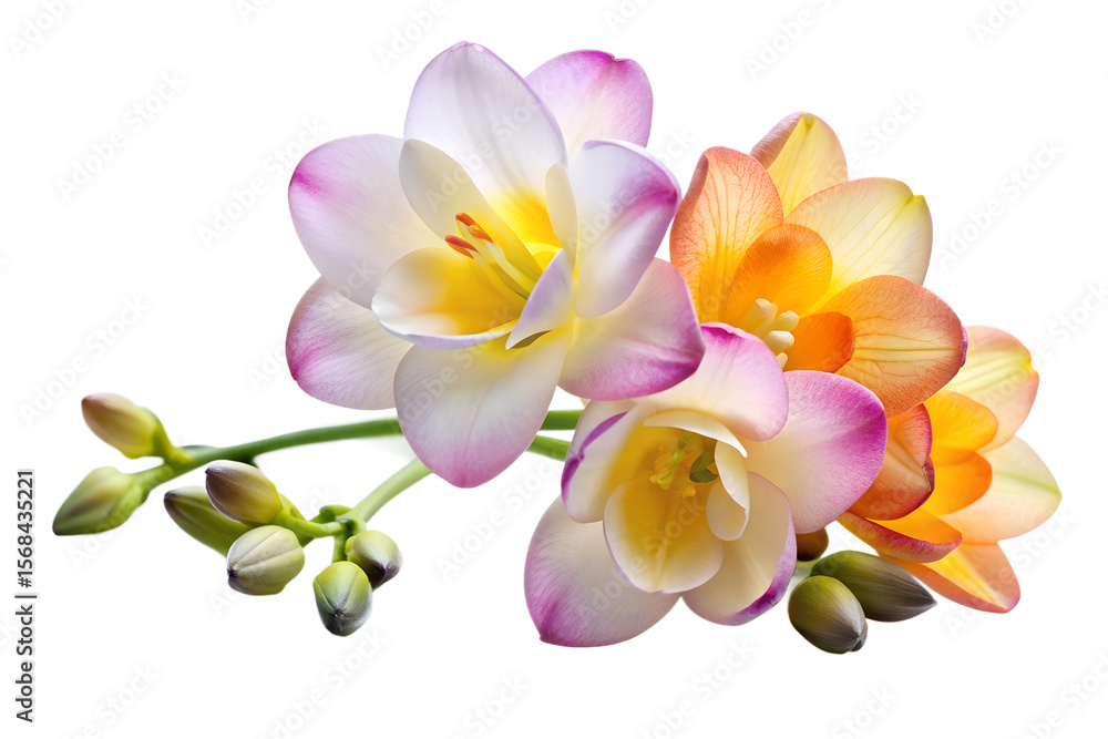 Naklejka premium Freesia Flowers in Bloom on Transparent Background