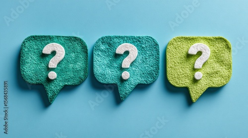 Question Marks in Speech Bubbles. Engaging visual representing doubt, inquiry, and the pursuit of answers. Ideal for content sparking curiosity or seeking clarity.