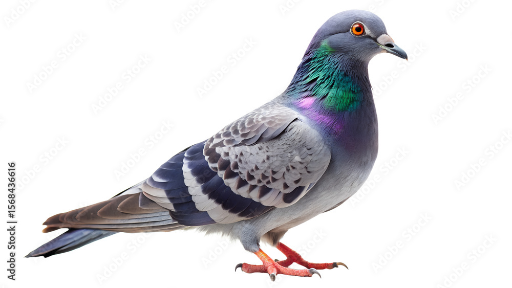 Fototapeta premium A gray pigeon bird isolated on transparent background