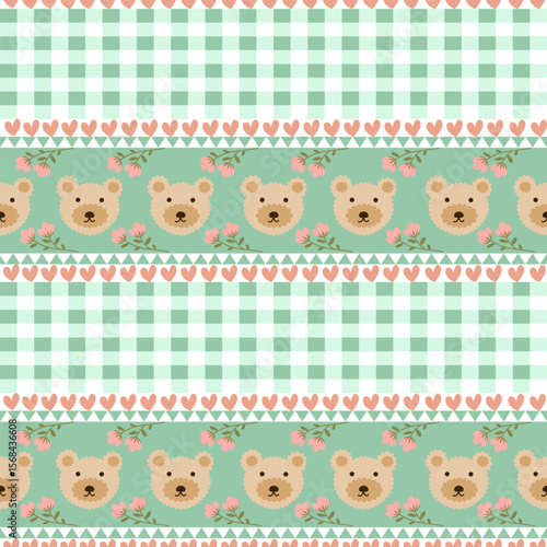 Cute bear pattern, white isolate background