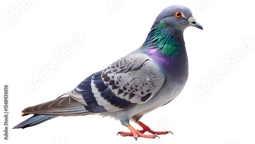 A gray pigeon bird isolated on transparent background