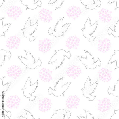 Dove pattern design, white isolate background