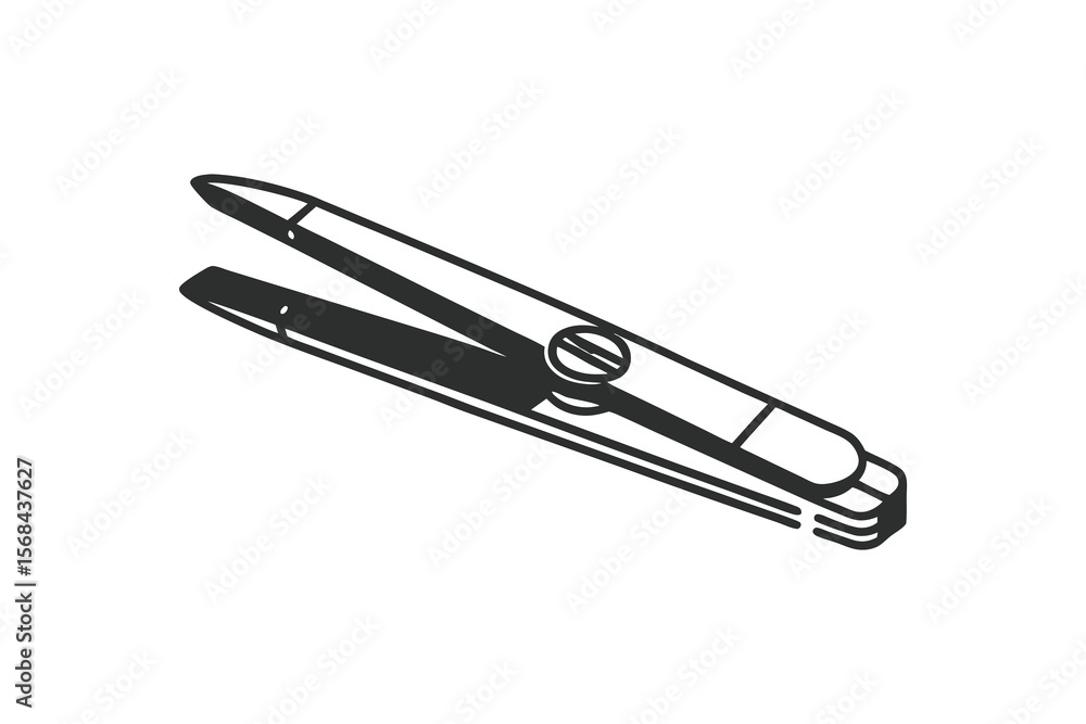 Obraz premium A drawn black shape of a spike with a sharp point and lots of fancy details. A wide, curved base with a round band in the middle of the design adds a stylistic touch to the useful shape. There is no
