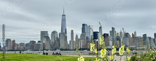 The View of Lower Manhattan with Freedom Tower from New Jersey Liberty Park