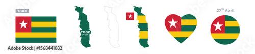 togo flag and map set. togo flag in official colors and proportions. independence day 27 april, map, circle and heart shaped togo Free Download togo flag and map set. togo flag in official colors and proportions. independence day 27 april, map, circle and heart shaped togo - GFXLoad