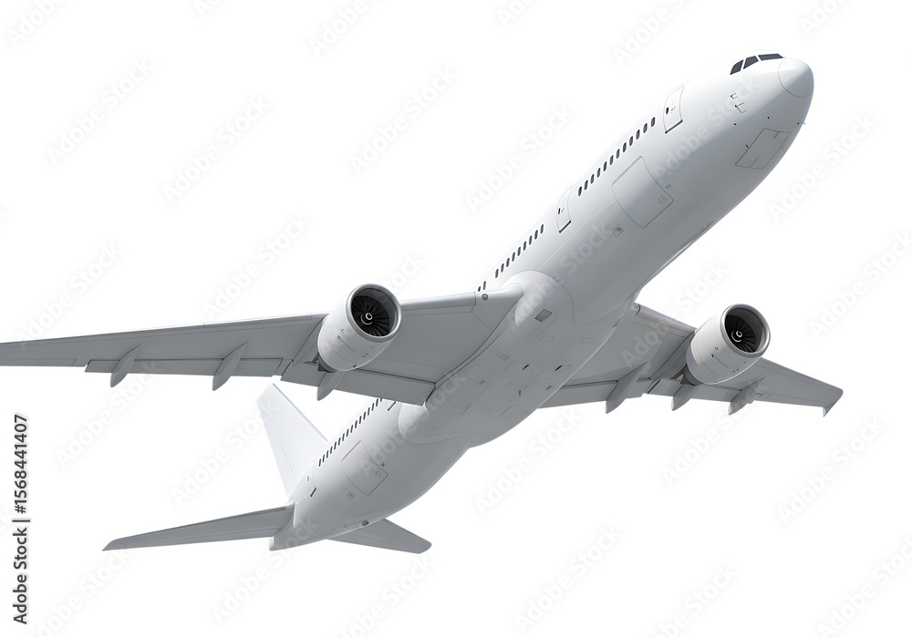 Obraz premium Photorealistic 3 D Render White Airplane Ascending isolated on a transparent background