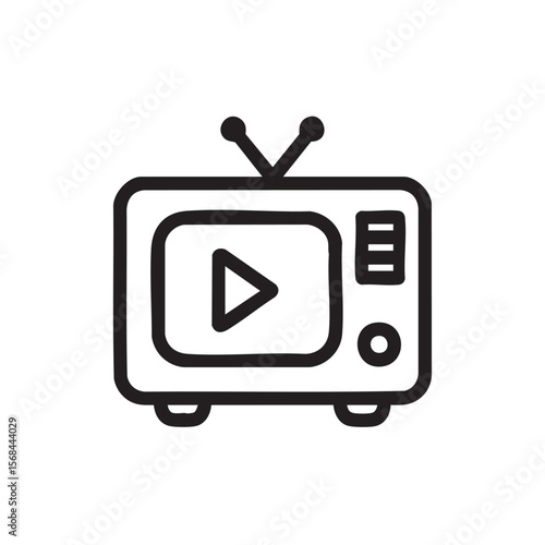 Retro television with play button symbol for digital content
