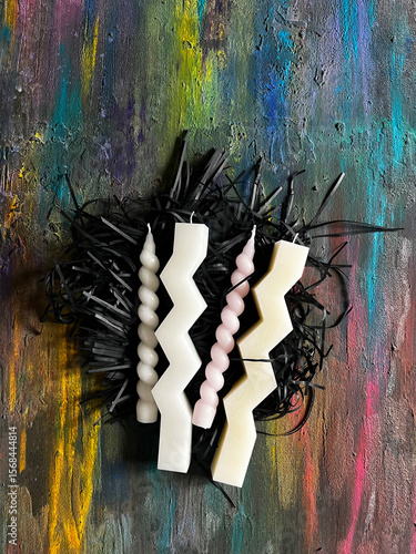 Konstfotografi Artistic Candle Arrangement on Textured Surface