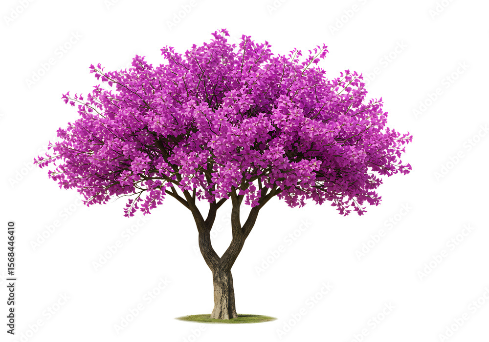 Obraz premium Vibrant Purple Flowering Tree Isolated on Transparent Background isolated on a transparent background