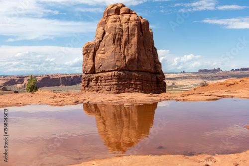 Fotografie Sandstone formations seen from La Sal Mountains Viewpoint in Arches National Par