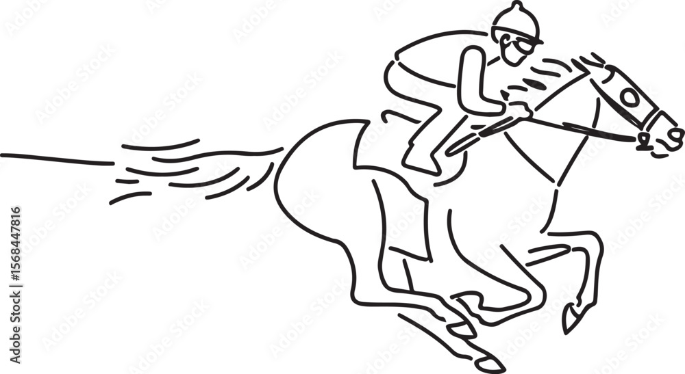 Jockey riding a galloping horse racing equestrian Jockey riding a galloping horse racing equestrian