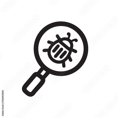 Magnifying glass highlighting a bug for research and analysis purposes
