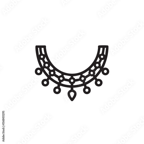 Elegant necklace with intricate patterns and dangling accents