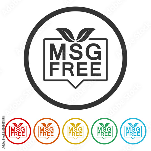 MSG free icon. Set icons in color circle buttons
