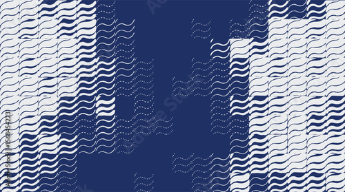 Hand drawn brush lines abstract waves and water grid motif, Japanese, ethnic wood carving, handcrafted texture background, creative nature pattern for textile, carpet, decoration