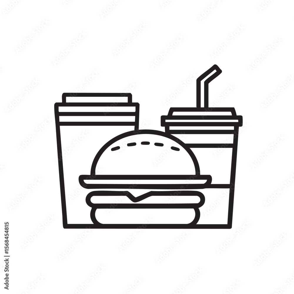 Fast food meal with coffee and soda for casual dining experience Fast food meal with coffee and soda for casual dining experience