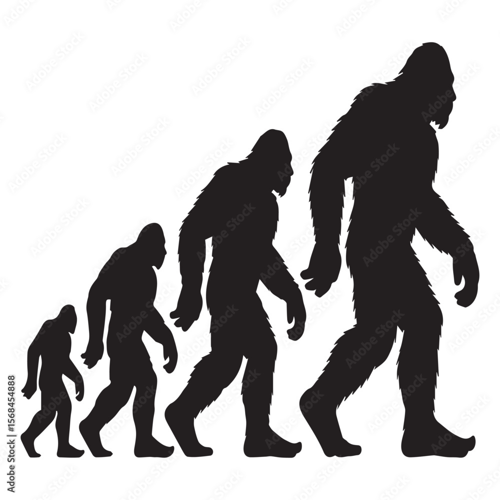 Obraz premium Bigfoot evolution is isolated on white background