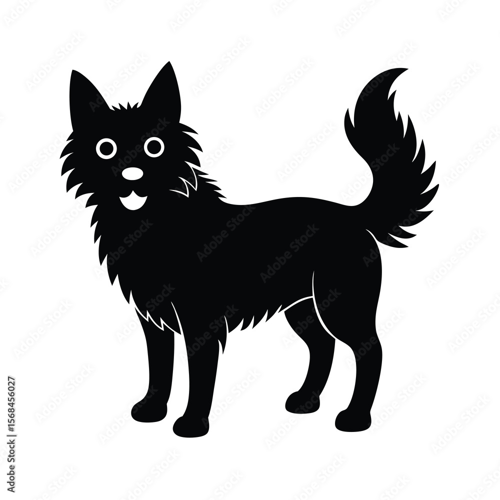 Fototapeta premium Cute Cartoon Dog Standing Isolated Black Silhouette