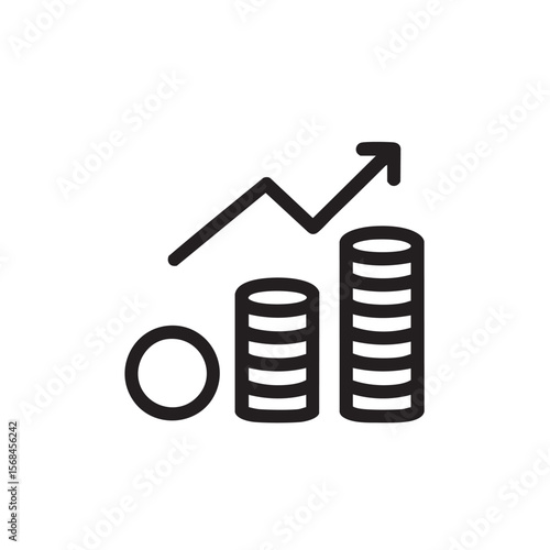 Growth in finances shown through ascending coins and chart