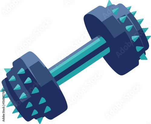 Spiked dumbbell fitness equipment for strength training and muscle building vector illustration 