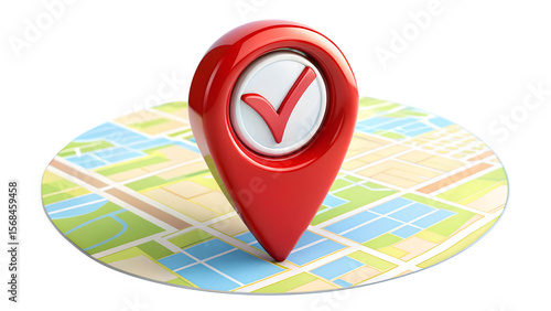 Map Pin With Check Mark Inside White Background