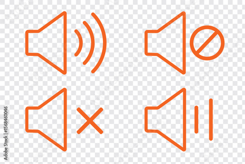 Speaker icon set. Mute and unmute volume signs icon with editable stroke. Speaker line icon set.