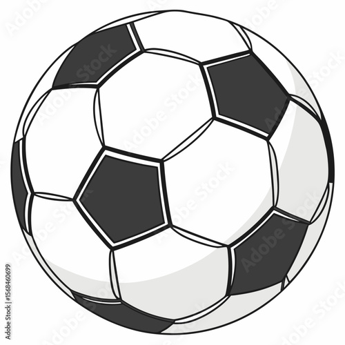 Here's a concise sentence to describe the image:

Isolated soccer ball vector on a white background, perfect for sports game illustrations