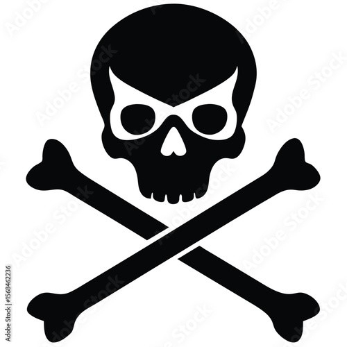 Black skull and crossbones silhouette symbol