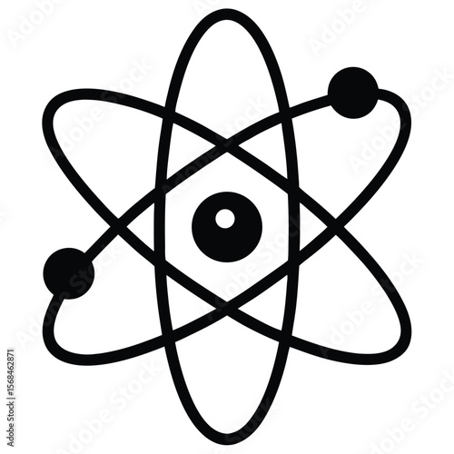 Detailed atomic structure nucleus with orbiting electrons symbol orbits
