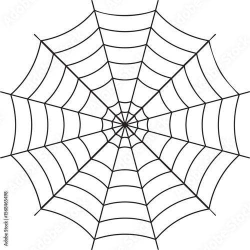 Simple black and white spider web graphic design.