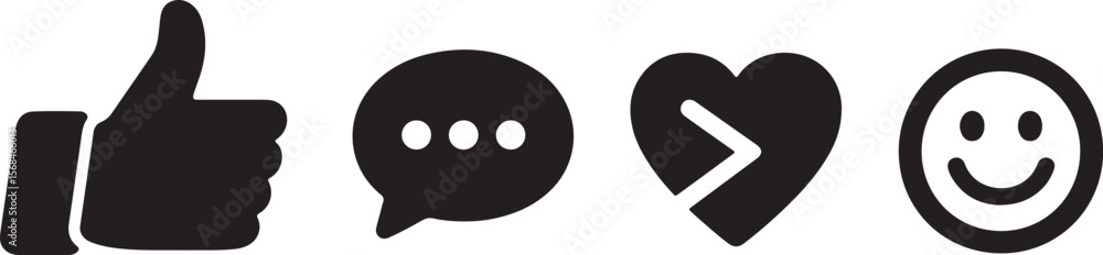 Thumbs up chat bubble broken heart smiley face icons social media icons Thumbs up chat bubble broken heart smiley face icons social media icons
