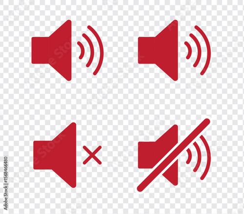 Sound off and on icon, an icon that increases and reduces the sound. Icon showing the mute. A set of sound icons with different Sound signal levels in a flat style. EPS 10