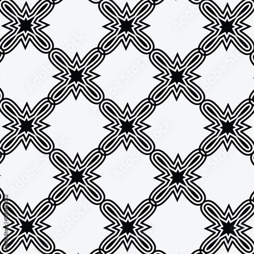 Monochrome Geometric Ornamental Pattern – Symmetric Black and White Tile