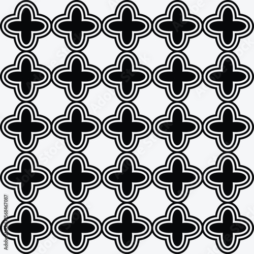 Monochrome Quatrefoil Clover – Geometric Floral Ornamental Pattern