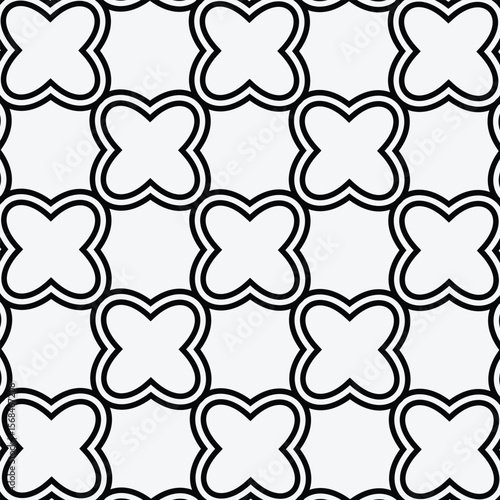 Monochrome Quatrefoil Geometric Tile – Floral Ornamental Pattern
