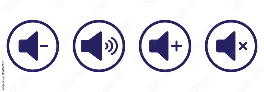 Sound off and sound on vector icons. Sound speaker icon in black outline. broadcasting Sound off and sound on vector icons. Sound speaker icon in black outline. broadcasting