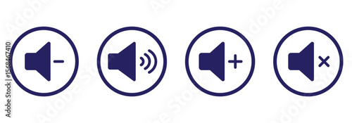 Sound off and sound on vector icons. Sound speaker icon in black outline. broadcasting