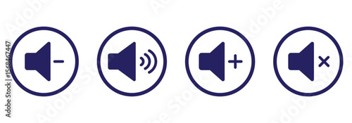 Sound off and sound on vector icons. Sound speaker icon in black outline. broadcasting
