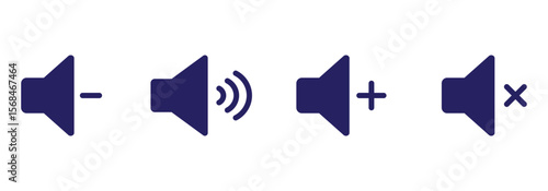 Sound off and sound on vector icons. Sound speaker icon in black outline. broadcasting