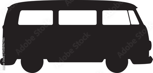 Vw bus vector vintage van silhouette campervan travel vehicle icon art