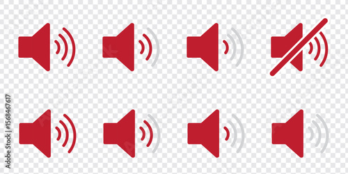 No speaker sound or keep silence red circle sign and green allowed vector icons. Mute and unmute volume sound button icons set. Volume allow and prohibit sign icon. Flat style. Vector illustration.