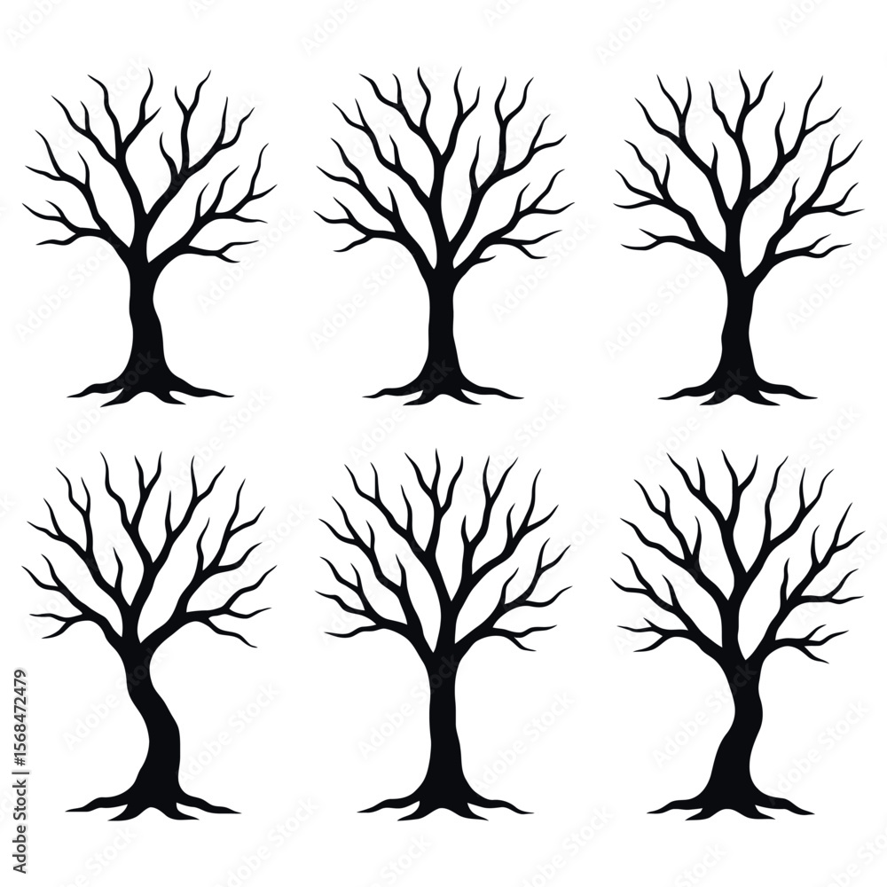 Fototapeta premium Bare Tree Silhouettes for Autumn and Winter Nature Design