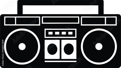 retro boombox silhouette vector icon