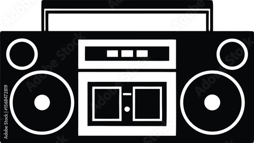 retro boombox silhouette vector